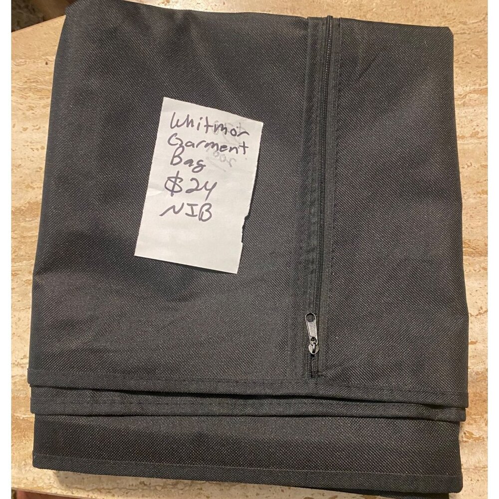 Whitmor Garment Bag Black Foldable Durable Fabric Zippered Closure Travel Storag